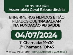 SINDEP convoca enfermeiros que trabalham na Fundação PB Saúde para Assembleia Geral neste dia 4
